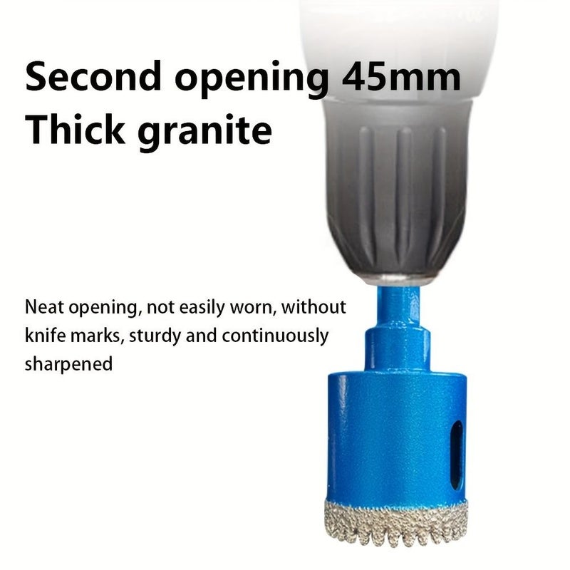 1PC Diamond Coated Hole Saw Cutting Tool Brazed Serrated Hole Drill Bit 40mm Triangular Shank Dry And Wet Drilling For Granite Quartz Porcelain - Image 1