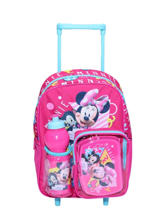Disney Minnie Mouse Junior 3 in 1 Set (14" Trolley Bag with Lunch Box & Water Bottle) - Image 1