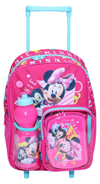 Disney Minnie Mouse Junior 3 in 1 Set (14" Trolley Bag with Lunch Box & Water Bottle)