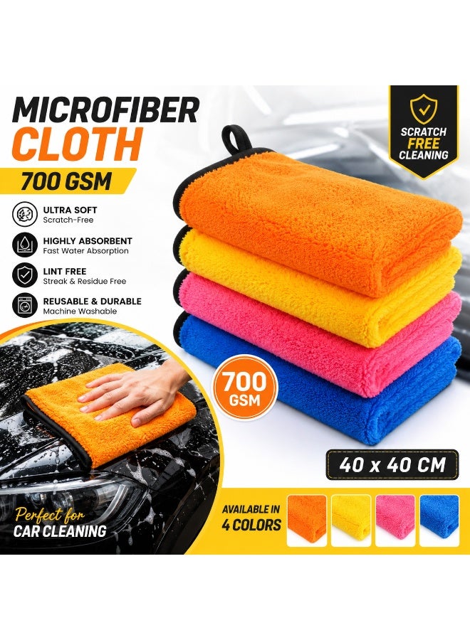 EMTC Microfiber Car Cleaning Towel 700 GSM – Ultra Soft Scratch-Free Detailing Cloth for Car Wash, Drying & Polishing (40 × 40 cm). - Image 1