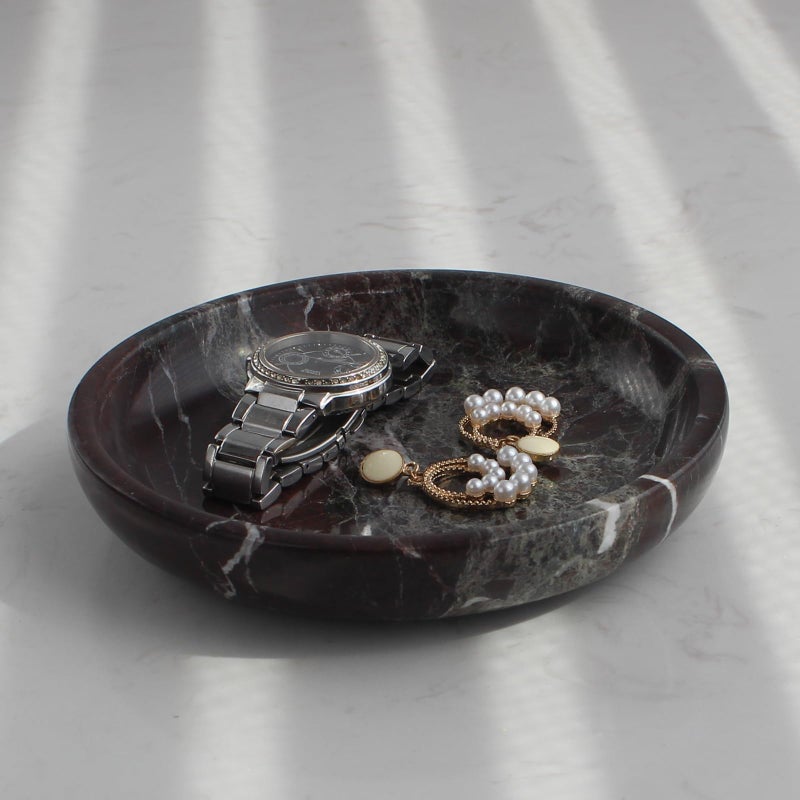 Natust Natural Marble Travertine Ring Dish Jewelry Tray 5.5" for Women, Marble Trinket Dish for Key Earring Nightstand, Mother's Day Engagement Birthday Gift - Rosa Levanto - Image 5