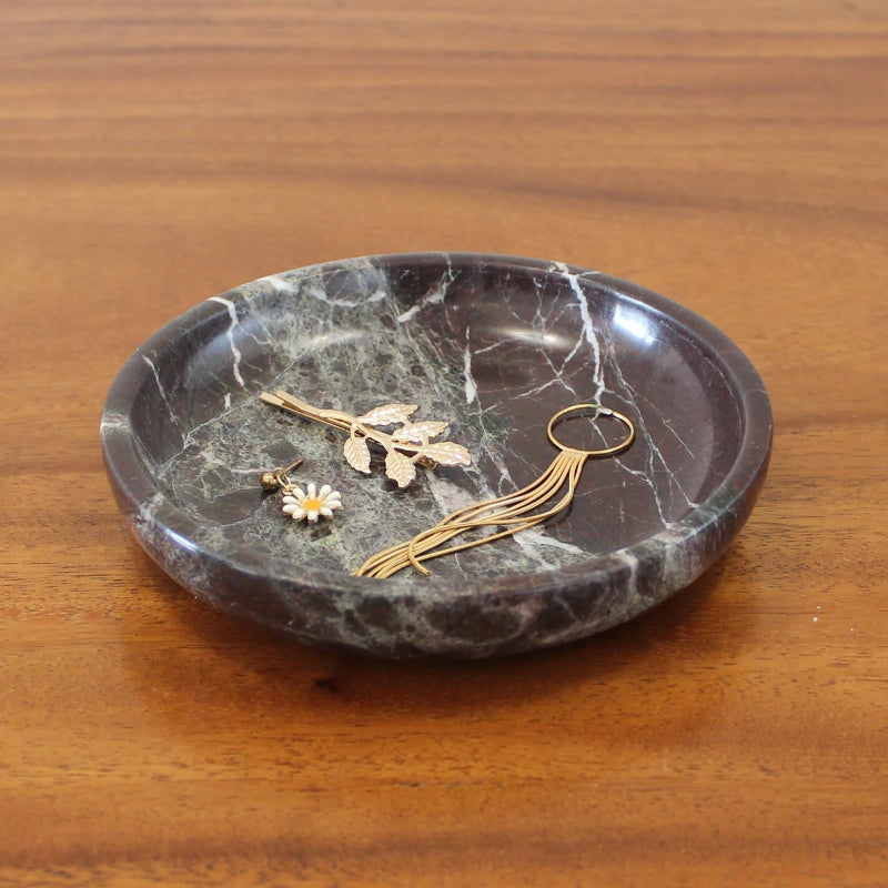 Natust Natural Marble Travertine Ring Dish Jewelry Tray 5.5" for Women, Marble Trinket Dish for Key Earring Nightstand, Mother's Day Engagement Birthday Gift - Rosa Levanto - Image 1
