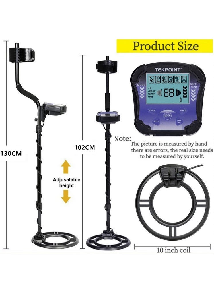 10-Inch Underground Metal Detector with LCD Display, IP68 Waterproof Search Coil, 4 Detection Modes, PP Pinpoint, Adjustable Sensitivity & Depth Indicator for Coins Jewelry and Outdoor Search - Image 2