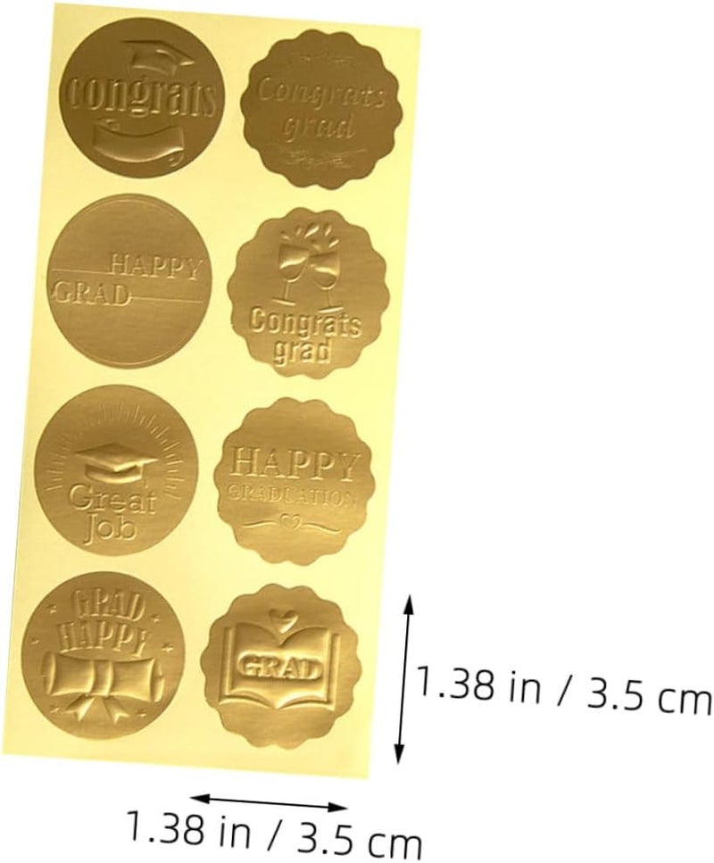 10 Sheets Graduation Gold Foil Embossed Stickers Self-Adhesive Envelope Seals for Scrapbooking Party Decorations and Packing - Image 2