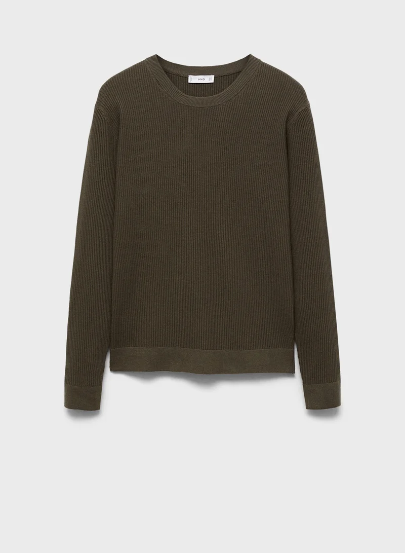Mango Man Ribbed Crew Neck Sweater
