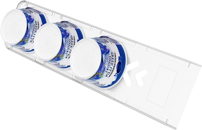 SOPHICO Organizer for Fridge, 4 Capacity Sliders for Refrigerator, Yogurt Holder With Adhesive Tapes for 3.75 Inch Greek and Vegan Yogurt (Transparent, 1 Pack) - Image 1