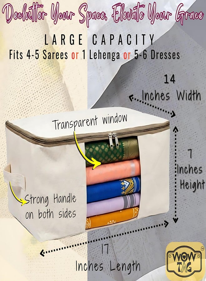 Wowtag Garments Storage Combo – 3 Foldable large Organizer Bags, 5 Reusable Saree covers | Dust proof, Breathable Cloth Storage,Wardrobe, Travel & Closet Organization - Image 2
