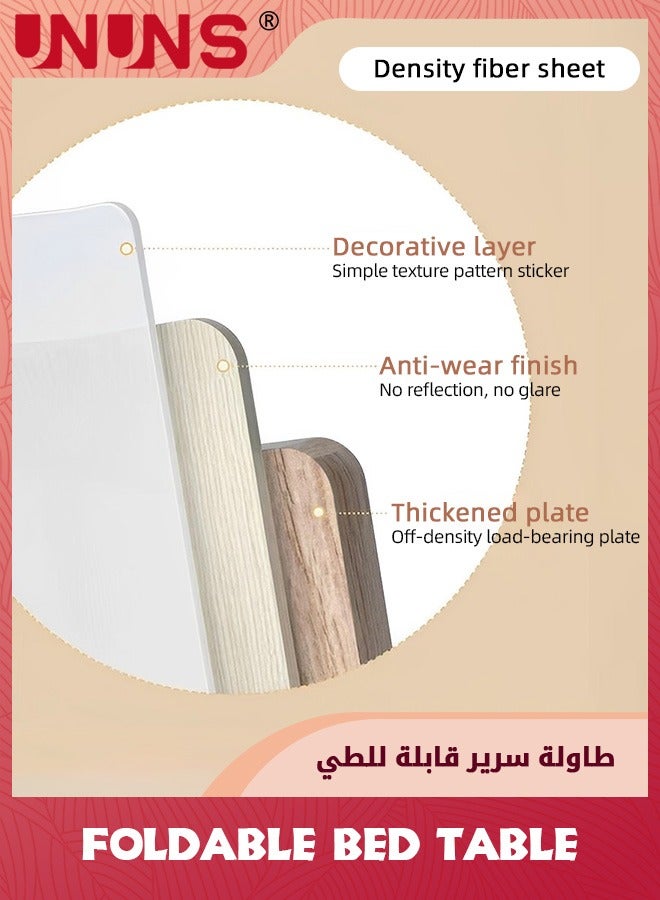 UNUNS Foldable Tray Table,Round Side Table With 3 Metal Legs,Bamboo Portable Coffee Table For Living Room,Patio,Office,Camping,Modern Bedside Table,White,Diameter 60cm - Image 5