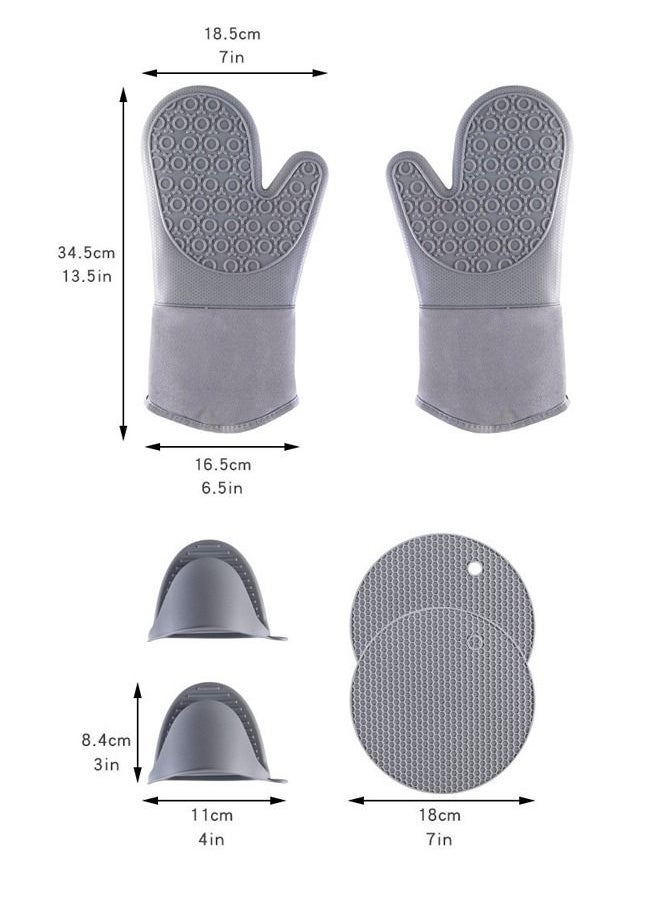 Arabest Silicone Oven Mitts and Potholders Set, Heat Resistant Mittens with Mini Gloves Hot Pads, for Kitchen Baking Cooking  - Image 4