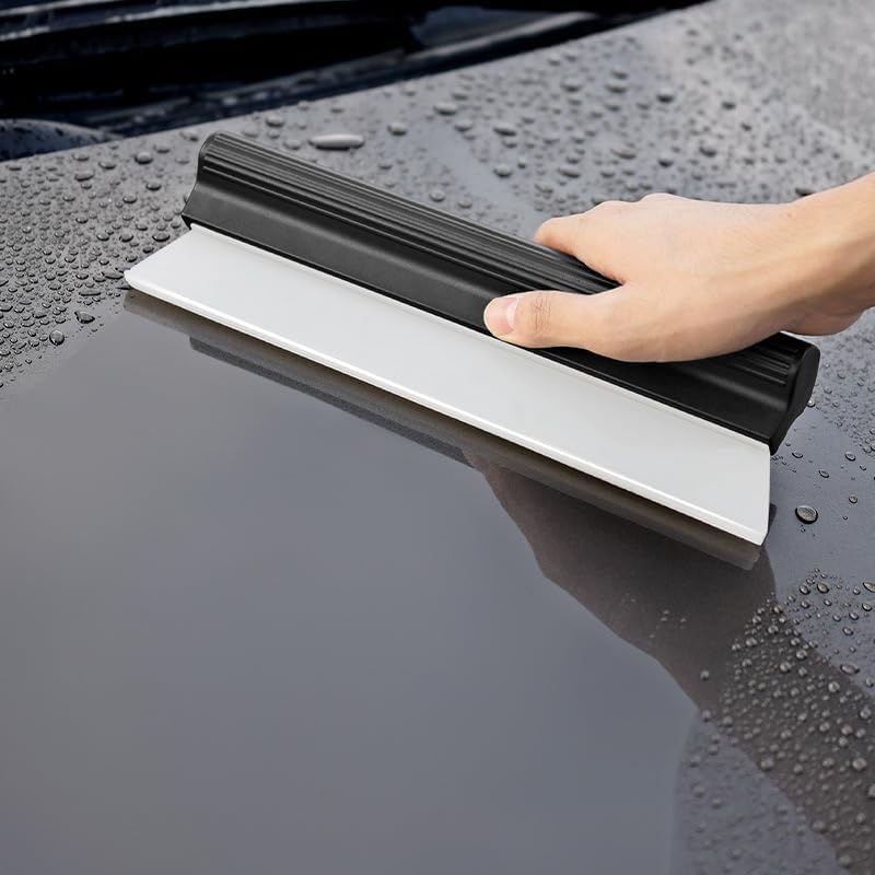Silicone Squeegee: 10.5” Medical Grade Flexible Blade - No Scratch Quick Dry Dual Cleaning Tool for Small Cars, Windows, Shower Doors and Home Surfaces - Image 1