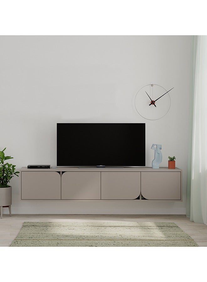 Mourah Home Spark Floating Tv Stand Cabinet Up To 70'' Inch Tv| Tv Unit Wall Mounted 4 Door| Tv Console| 180X35.6X35 Cm (Light Mocha) - Image 3