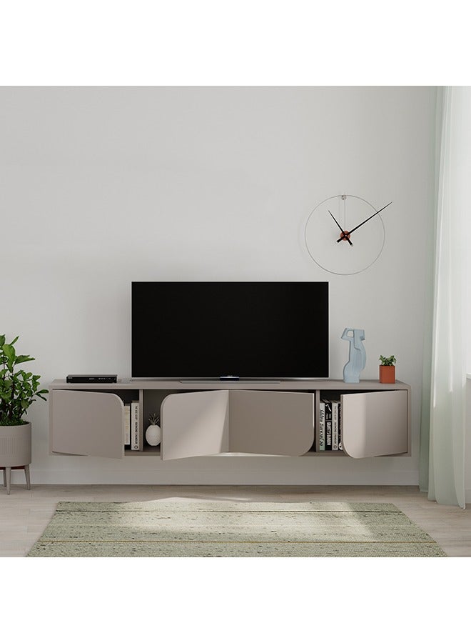 Mourah Home Spark Floating Tv Stand Cabinet Up To 70'' Inch Tv| Tv Unit Wall Mounted 4 Door| Tv Console| 180X35.6X35 Cm (Light Mocha) - Image 1