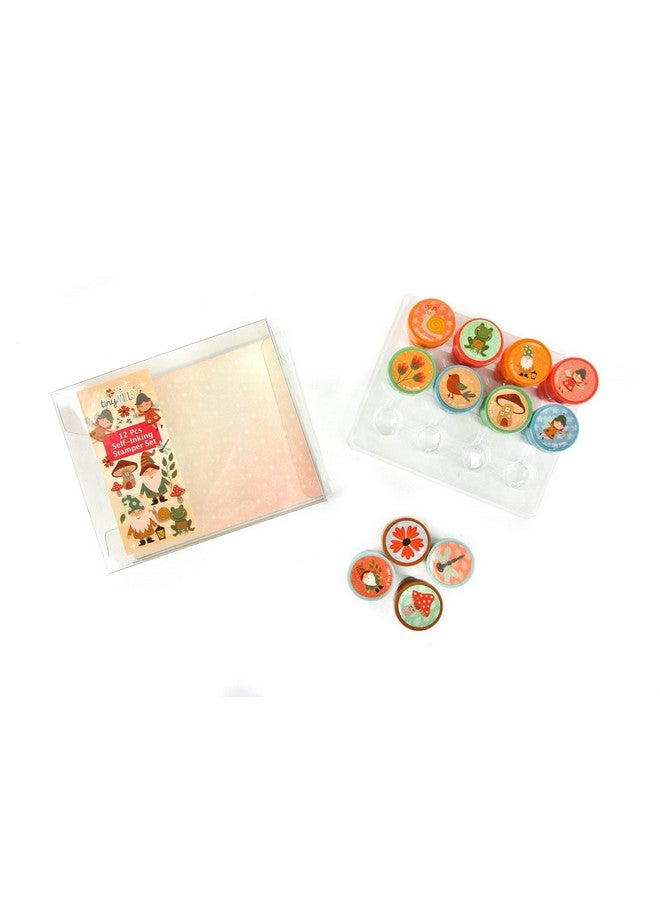 TINYMILLS 12 Pcs Garden Fairies Mushroom Gnomes Stamp Kit For Kids Gnomes Garden Fairies Tea Party Self Inking Stamps Gift Party Favors - Image 4