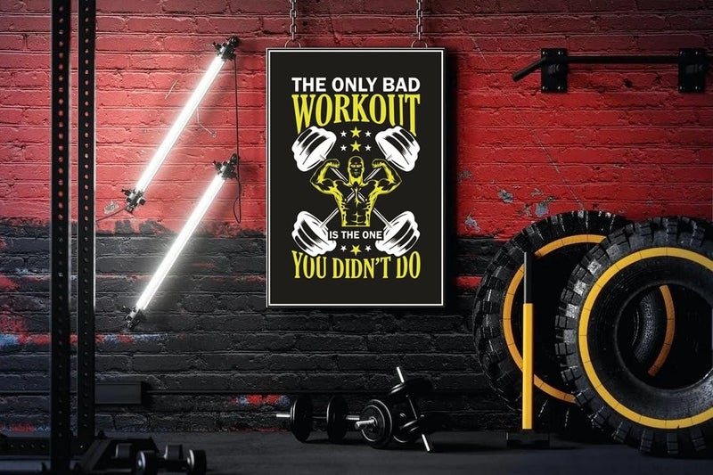 PIXELARTZ Wall Poster No Bad Workout Motivational Workout and Exercises Illustrations Bodybuilding Gym Posters HD Quality Posters for Home, Office, Room, Gym Wall - Multicolor - Image 1