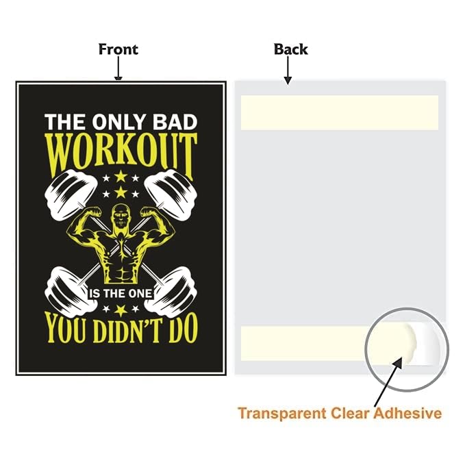PIXELARTZ Wall Poster No Bad Workout Motivational Workout and Exercises Illustrations Bodybuilding Gym Posters HD Quality Posters for Home, Office, Room, Gym Wall - Multicolor - Image 3