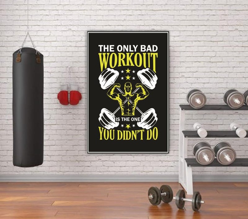 PIXELARTZ Wall Poster No Bad Workout Motivational Workout and Exercises Illustrations Bodybuilding Gym Posters HD Quality Posters for Home, Office, Room, Gym Wall - Multicolor - Image 2