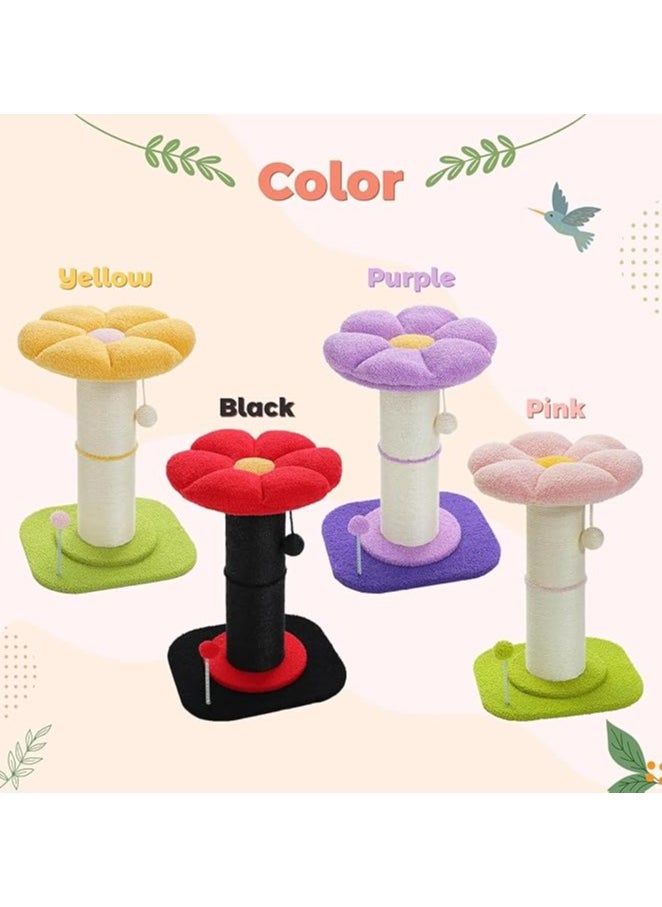 Alissa - Flower Cat Scratching Post, Small Cat Tree, Tall Cat Scratcher for Indoor Cats with Super Thick Scratching Post [Dia=14cm], Flower Cat Bed, Cat Scratch Post with Spring Ball (Purple) - Image 1