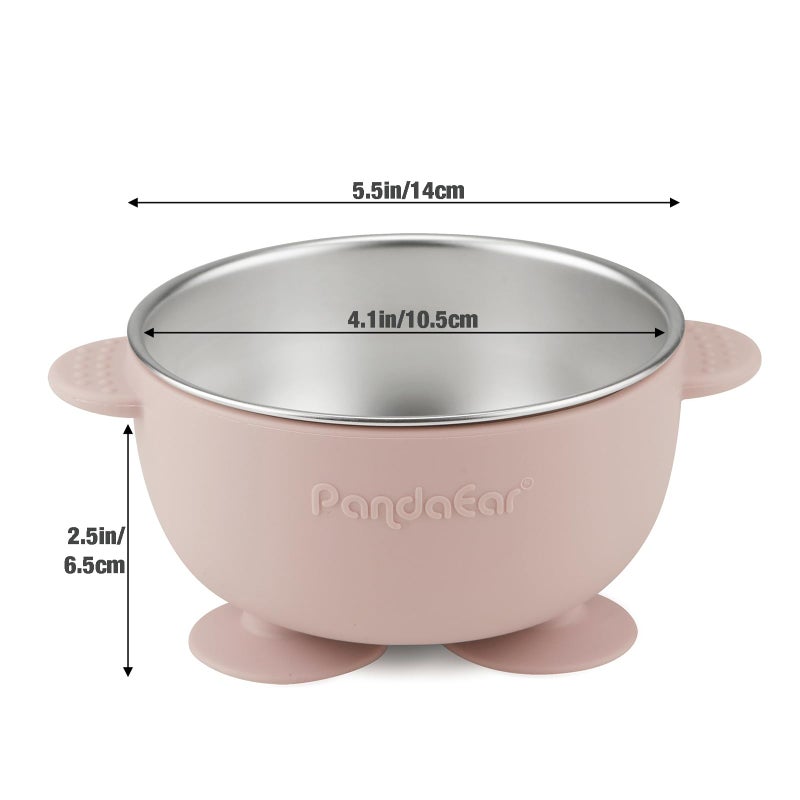 PandaEar 3 Pack Stainless Steel Baby Suction Bowls, Non-Slip Child Food Bowl with Silicone Sleeve for Kids Toddlers Infants, Unbreakable & Mess Free (Pink) - Image 4