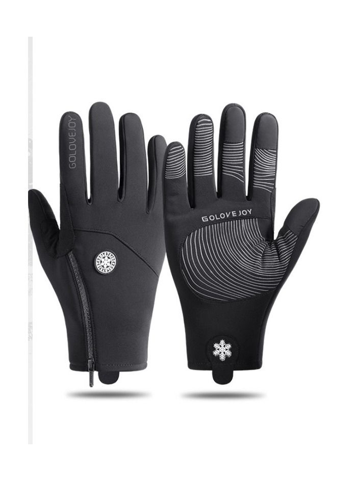 Golovejoy Winter Skiing Men And Women Outdoor Riding Waterproof Non Slip Plush Thickened Warm Gloves