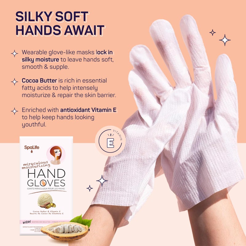 SpaLife 10 Piece Korean Face Mask & Moisturizing Hand Gloves Set | Foot Mask Socks for Dry Cracked Hands & Feet | Korean Skincare Cuticle Repair Mask Women | Self Care Gifts for Women | 10 Pack - Image 4