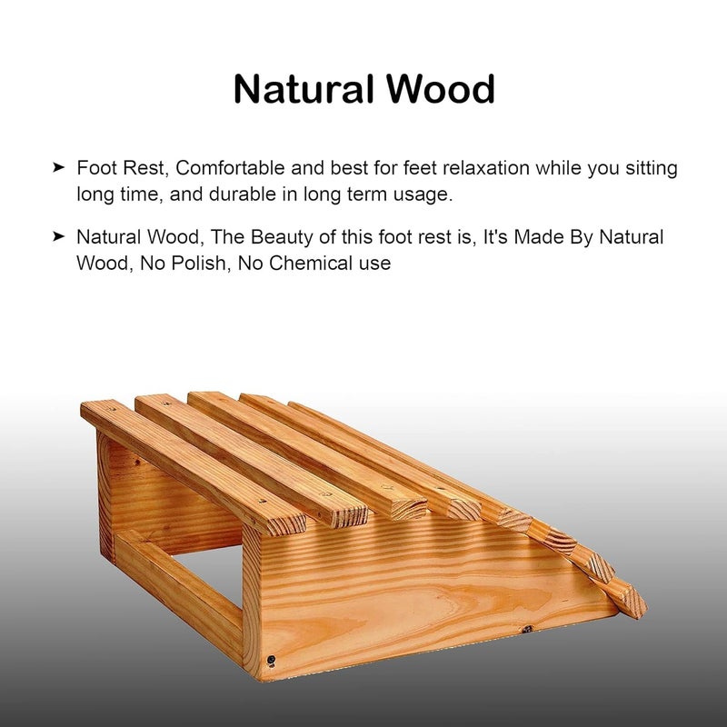 Generic Deecor Craft Chair Foot Rest for Office in Natural Pine Wood Under Desk Foot Stool Foot Rest Foot Rest Under Table for Office Home Under Desk Foot Rest EGALEStyle Size L16 W 15 H 6Inch  - Image 5