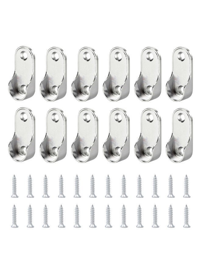 درافل دعامة طرفية بيضاوية الشكل لقضيب خزانة الملابس من دورافيل، وصلة أنبوبية لتعليق الملابس من النوع البيضاوي، دعامة أنبوب خزانة الملابس مع براغي (عبوة من 12 قطعة) - Image 1