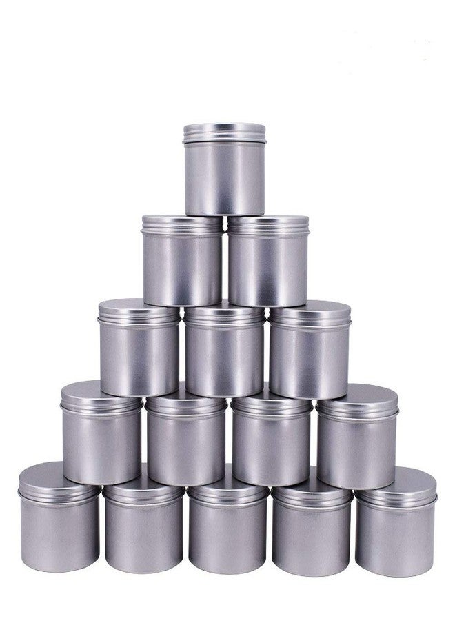 Healthcom 15 Packs 5 Oz 150ml Empty Silver Round Aluminum Tin Cans Screw Top Aroma Hair Wax Cosmetic Container Cream Box Makeup Pot Jars Tea Tin Storage Case for Accessories DIY Crafts Spice Candles - Image 1