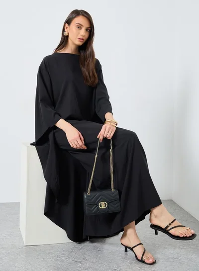 Take Two Solid Batwing Sleeve Maxi Kaftan