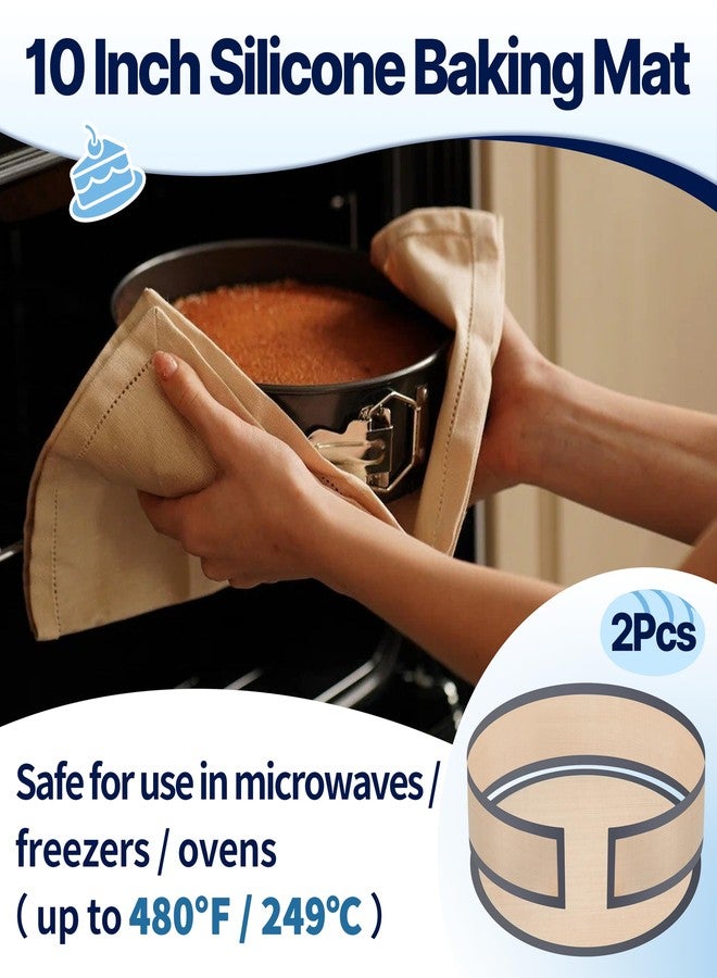 CuraceQ 2 Pcs 10 Inch Silicone Baking Mats for Springform Pan, Easy Clean Springform Pan Liner Prevent Cakes from Sticking to Bottom and Sides (Gray) - Image 2
