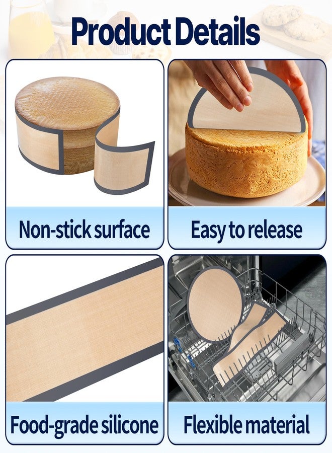 CuraceQ 2 Pcs 10 Inch Silicone Baking Mats for Springform Pan, Easy Clean Springform Pan Liner Prevent Cakes from Sticking to Bottom and Sides (Gray) - Image 5