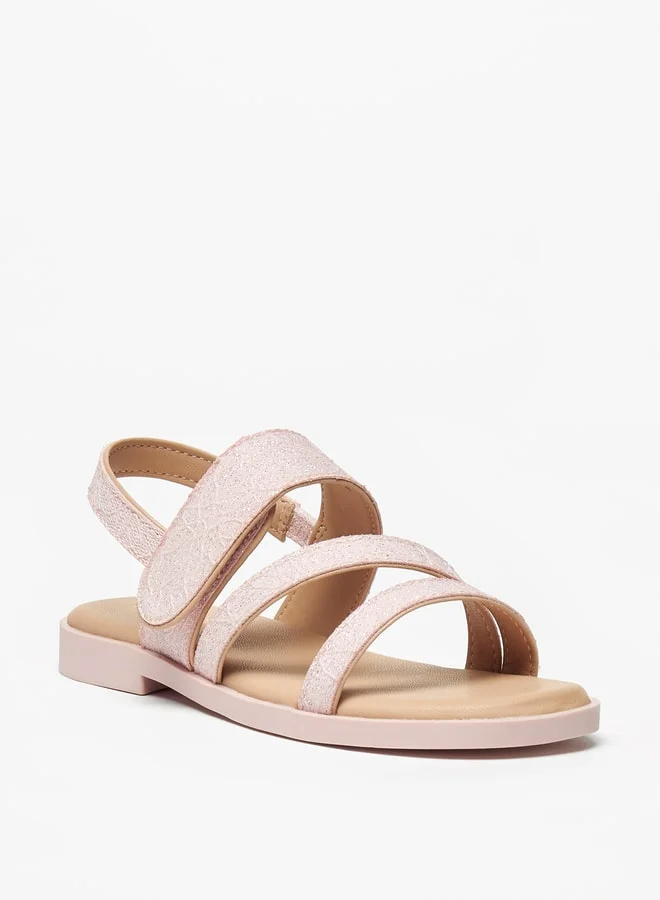 JUNIORS Girls Textured Sandals with Hook and Loop Closure