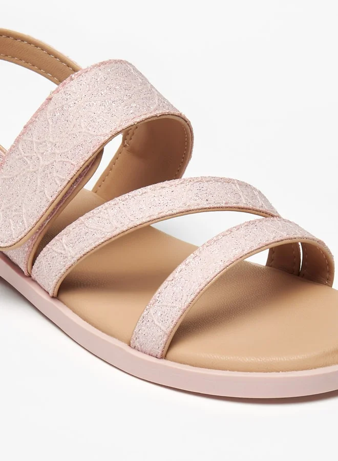 JUNIORS Girls Textured Sandals with Hook and Loop Closure