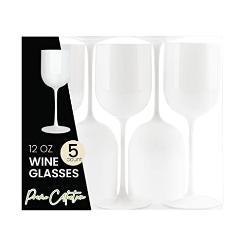 PLASTICPRO White Plastic Wine Glasses Set of 10 Elegant Wine Goblets Hard Plastic Wine Cups on Stem 12 Ounce - Image 4