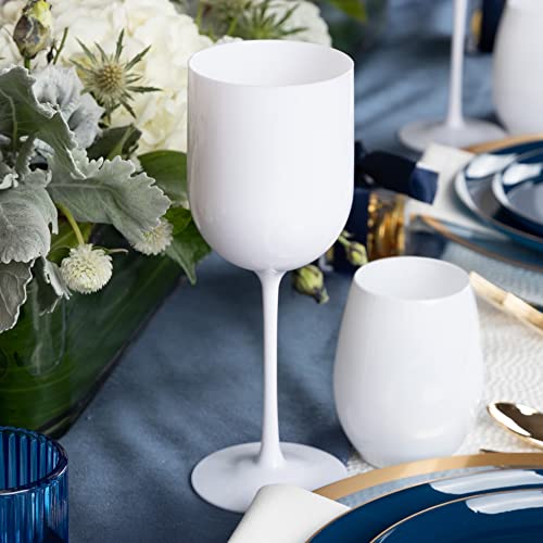 PLASTICPRO White Plastic Wine Glasses Set of 10 Elegant Wine Goblets Hard Plastic Wine Cups on Stem 12 Ounce - Image 2