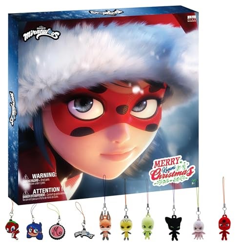 Miraculous Ladybug Ultimate Advent Kwami Calendar - 24 Days of Miniature Kwamis & EVA Seasonal Charms - Christmas Countdown Calendar with Hooks & Ribbons, Festive Collectible Toys for Kids Holiday Joy - Image 1