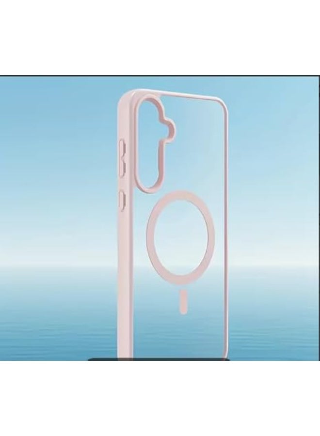 Clear Magnetic Case for Samsung Galaxy A16 Wireless Charging Compatible Shockproof Transparent Cover Strong Magnet Slim Protective Case Pink - Image 3