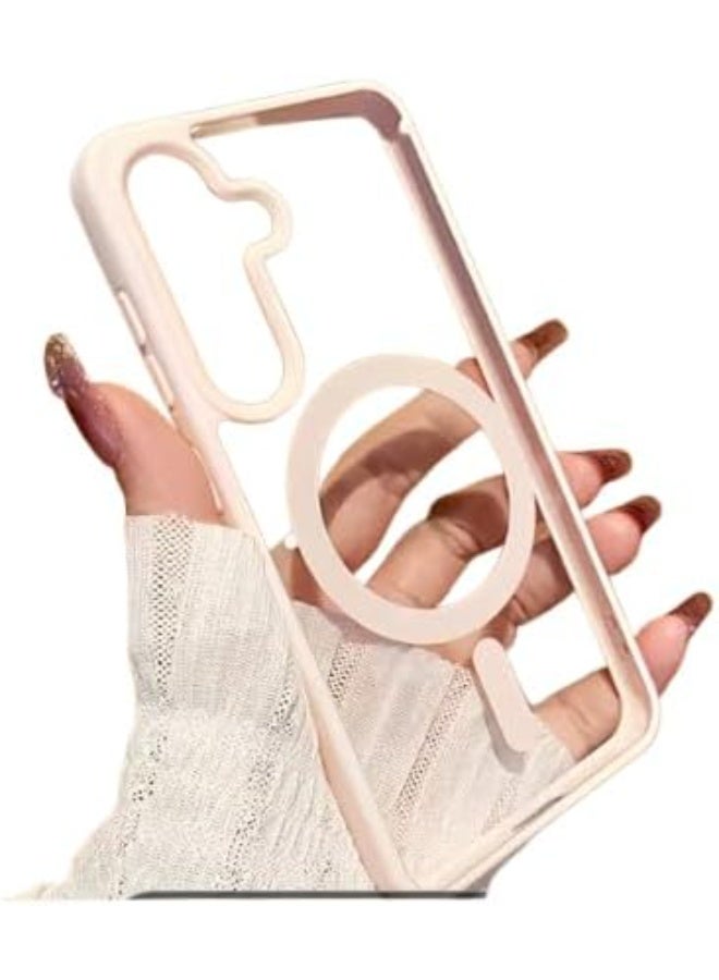Clear Magnetic Case for Samsung Galaxy A16 Wireless Charging Compatible Shockproof Transparent Cover Strong Magnet Slim Protective Case Pink - Image 1