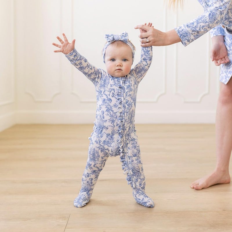 Posh Peanut Footie Pajamas for Baby Girls â€“ Sleepers in Ultra-Soft Viscose from Bamboo with 2-Way Zipper & Ruffle Trim â€“ Newborn to Toddler Sleepwear - Briar, Preemie - Image 2