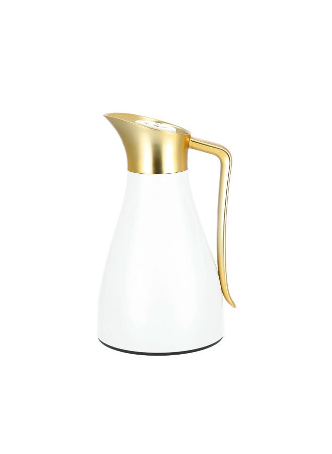 Dallaty - Dallaty steel vacuum flask white with matt golden handle 1L - Image 1