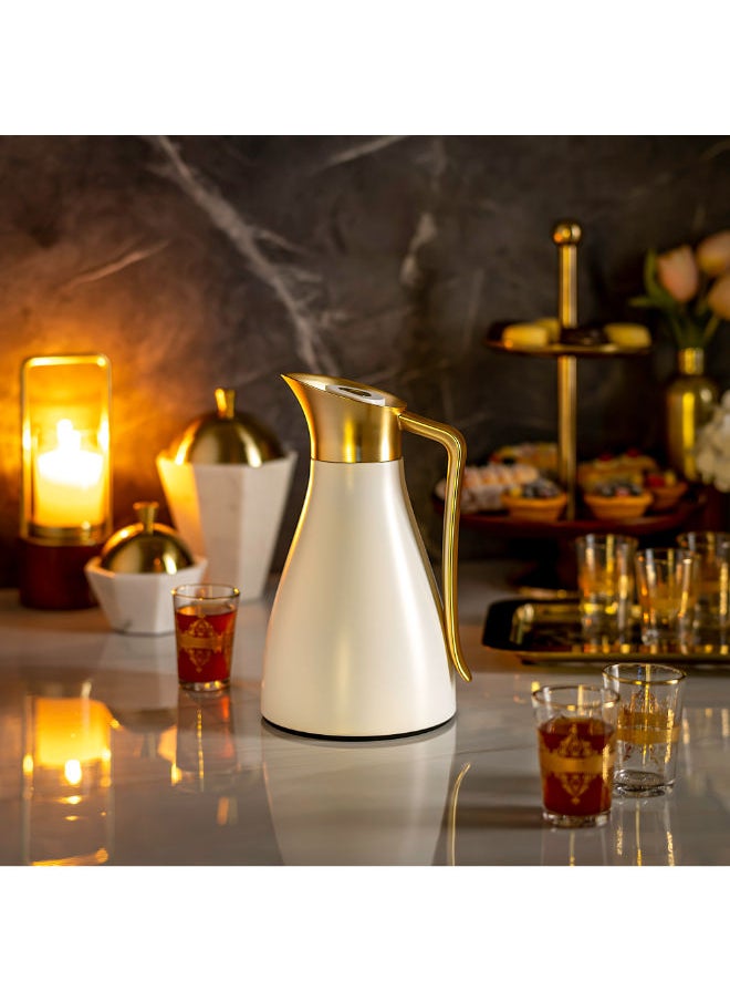 Dallaty - Dallaty steel vacuum flask white with matt golden handle 1L - Image 1