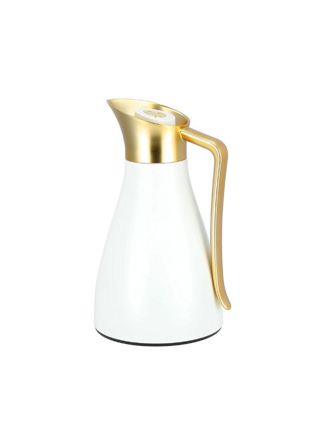 Dallaty - Dallaty steel vacuum flask white with matt golden handle 1L - Image 1