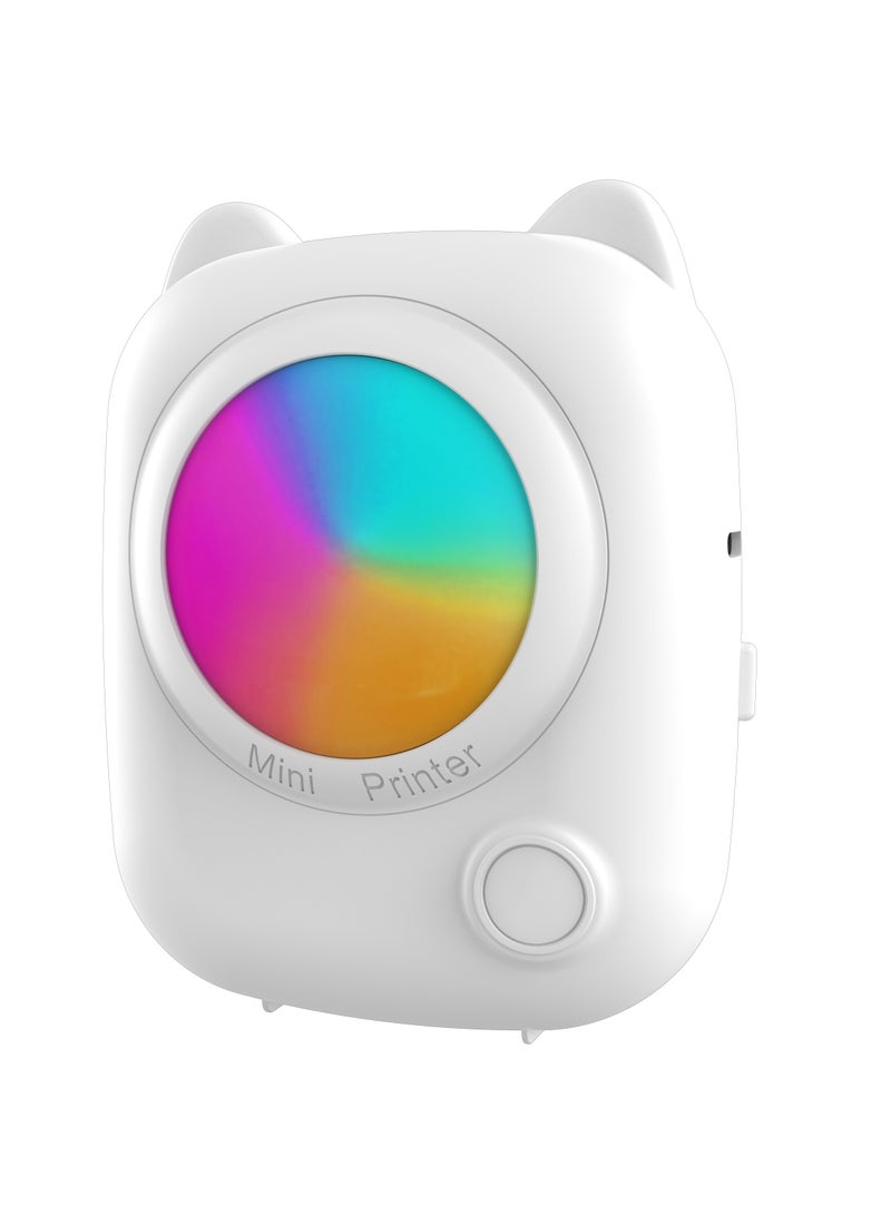 طابعة جيب صغيرة عالية الدقة بإضاءة ليلية ملونة وطباعة بدون حبر واتصال بلوتوث لملاحظات الدراسة والمذكرات والصور والقوائم المتوافقة مع الهواتف الذكية التي تعمل بنظام iOS وAndroid (دائري) - Image 2