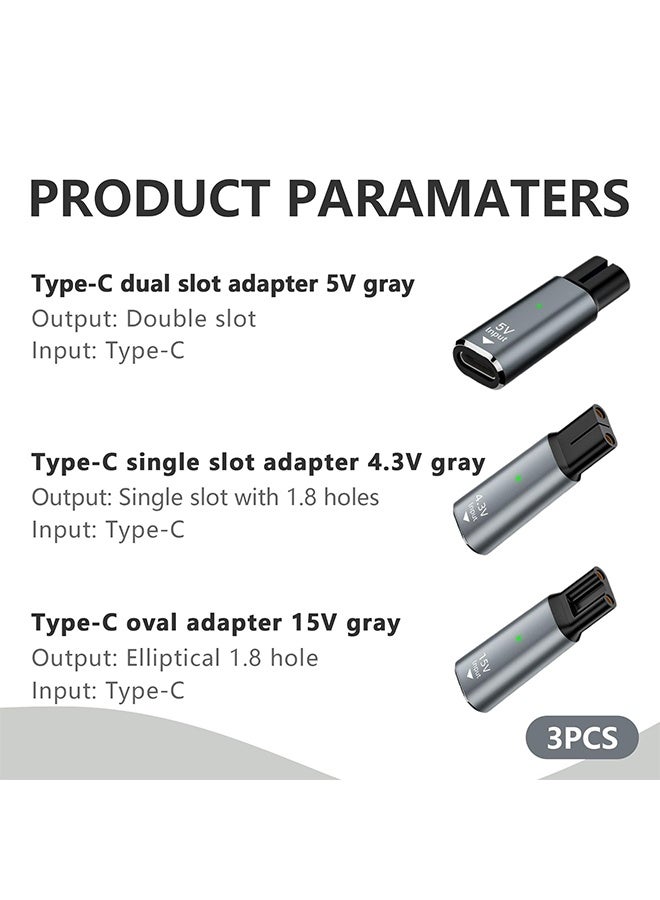 3PCS USB-C Shaver Charger Adapter Set, 4.3V 5V 15V Charging Converter Compatible with Philips Norelco One Blade Series - Image 2
