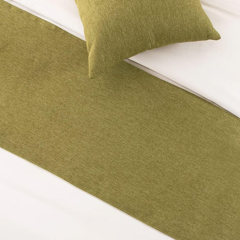 AMBERIS Bed Runner Green, Imitation Linen Durable Decorative Bed Scarf for Home and Hotel (Pillowcase sold separately) - Image 3