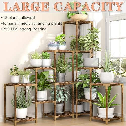 HOMKIRT Large Corner Plant Stand with Grow Light, Plant Shelf Indoor Flower Stand for Living Room Patio Garden Home Decor - Image 3
