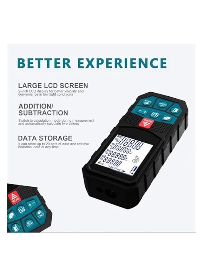 PROMASS Laser Measurement Tool, Portable Laser Measure, Digital Laser Rangefinder with Real-Time Angle and Waterproof LCD Display, Laser Metel  - Image 3