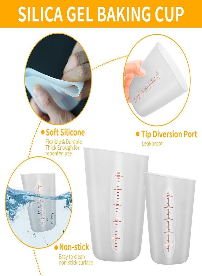 eispap 3 PCS Silicone Measuring Cups (2 Cup + 1 Cup + 0.5 Cup) Flexible Melting Measure Cups for Chocolate,Epoxy Resin Butter, Squeeze Pour Baking Cup BPA Free with Marking ML/Ounce (White) - Image 5