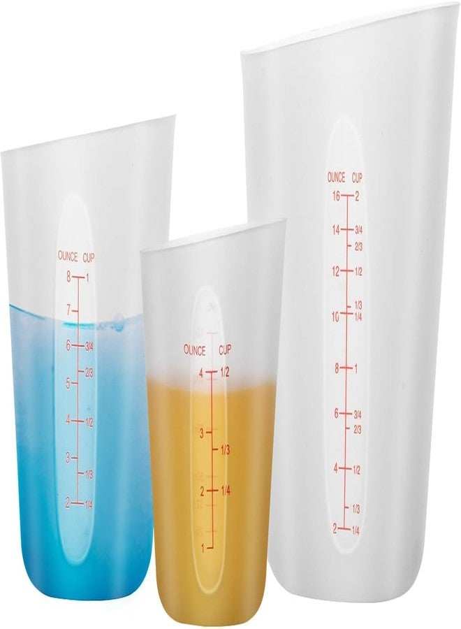 eispap 3 PCS Silicone Measuring Cups (2 Cup + 1 Cup + 0.5 Cup) Flexible Melting Measure Cups for Chocolate,Epoxy Resin Butter, Squeeze Pour Baking Cup BPA Free with Marking ML/Ounce (White) - Image 1