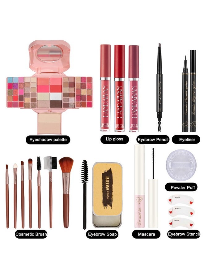MISS ROSE M All In One Makeup Kit Setprofessional Makeup Kit For Women Full Kit Includes 54 Colors Eyeshadow Paletteeyeliner Eyebrow Pencil Mascara Makeup Brushes Liquid Lipstick Eyebrow Soap (013Pink)  - Image 2