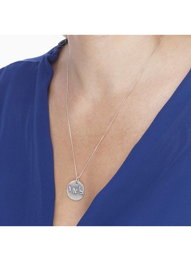 MIZZE Made for Luck Positive Energy Coin Amulet Pendant In Sterling Silver On 19.5" Box Chain Necklace With Spring Ring Clasp For Men And Women - Image 3